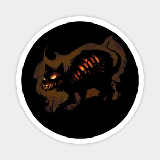 Hellish Fiery Skeletal Halloween Cat Magnet